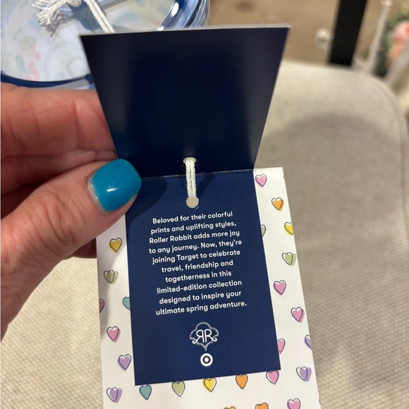 Roller Rabbit Multicolor Tumbler with Blue Heart Straw Limited Edition- NWT - Picture 9 of 12